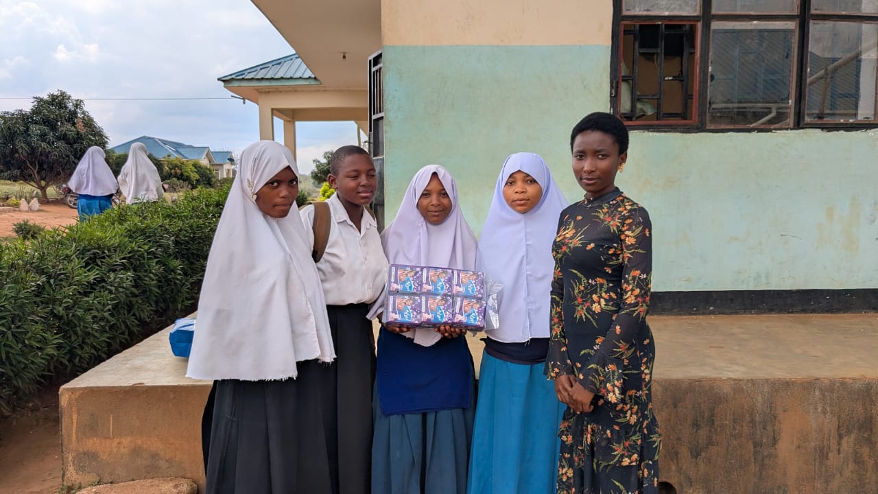 Students with learning materials
